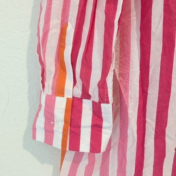 Beach Riot Pink Orange Stripe Alexa Long Sleeve Cotton Cover-Up Top Resortwear - Picture 9 of 11